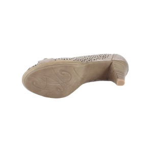 Pantofi dama bej casual piele naturala perforati cu toc Marco Tozzi 2-29315-24-Bej