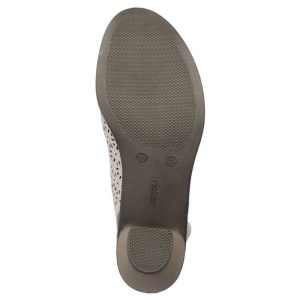Pantofi dama bej casual piele naturala perforati cu toc Rieker 40959-60-Bej