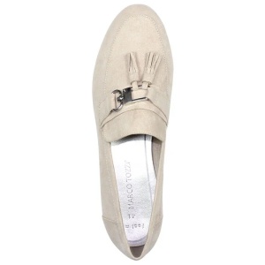 Pantofi dama bej casual textil cu ciucuri cu toc Marco Tozzi 2-24200-30-404-Bej