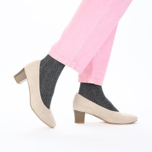 Pantofi dama bej casual textil cu toc Rieker 44650-60-Bej