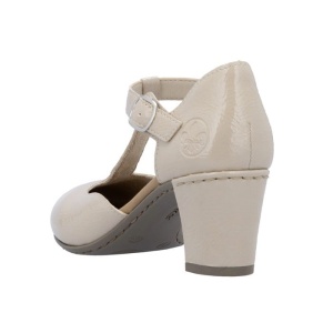 Pantofi dama bej elegant piele ecologica cu toc Rieker 41087-60-Bej