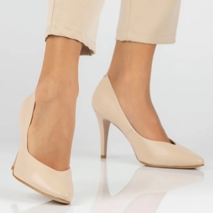 Pantofi dama bej eleganti piele naturala cu toc Filippo DP4428-23-BE-Bej