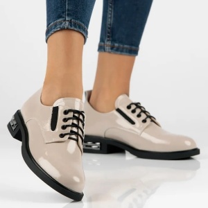 Pantofi dama bej eleganti piele naturala lacuita cu toc Filippo DP6189-24-BE-Bej