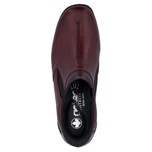 Pantofi dama bordo casual piele naturala cu talpa joasa Rieker 47253-35-Bordo