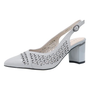 Pantofi dama gri eleganti piele naturala perforati cu toc Epica JIJI20011A-14-N-Gri