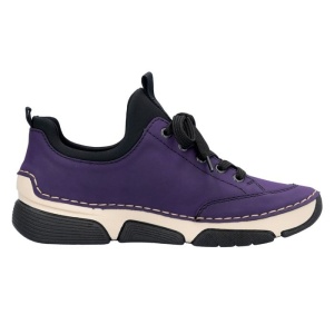 Pantofi dama mov casual piele ecologica cu talpa joasa Rieker 45973-30-Mov