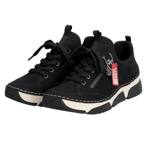 Pantofi dama negru casual piele ecologica cu talpa joasa Rieker 45973-00-Negru