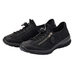 Pantofi dama negru casual piele ecologica cu talpa joasa Rieker L3263-00-Negru