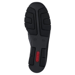 Pantofi dama negru casual piele naturala cu talpa joasa Rieker 53785-00-Negru