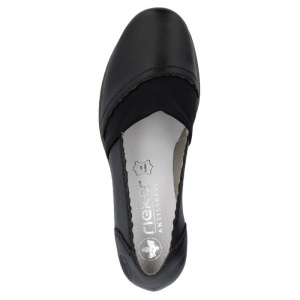 Pantofi dama negru casual piele naturala cu toc Rieker 40911-00-Negru