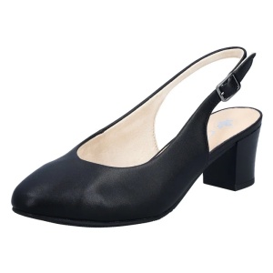 Pantofi dama negru casual piele naturala cu toc Rieker 44651-00-Negru