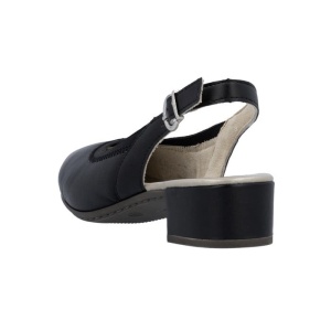 Pantofi dama negru casual piele naturala cu toc Rieker 47063-00-Negru