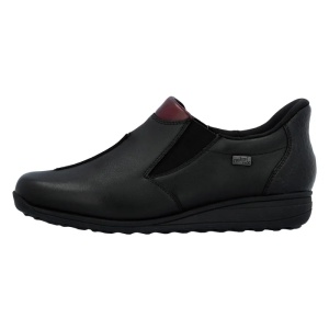 Pantofi dama, negru, casual, piele naturala, impermeabili, cu talpa joasa, Rieker 47253-00-Negru