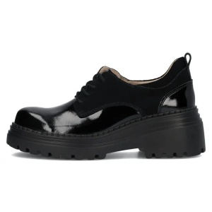 Pantofi dama, negru, casual, piele naturala lacuita, cu platforma, Filippo DP6123-24-BK-Negru