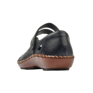 Pantofi dama negru casual piele naturala perforati cu talpa joasa Rieker 44875-00-Negru