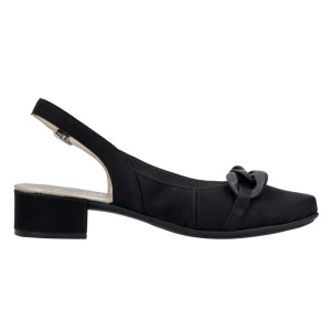Pantofi dama negru elegant piele ecologica cu toc Rieker 47068-00-Negru