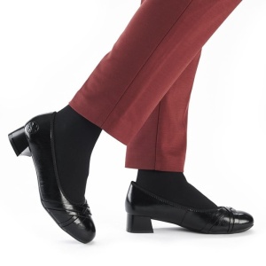 Pantofi dama negru elegant piele naturala cu toc Rieker 45068-00-Negru