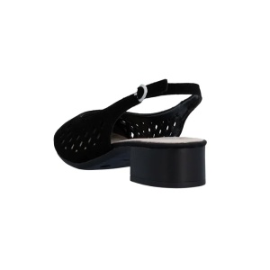 Pantofi dama negru eleganti piele intoarsa perforati cu toc Rieker 43457-00-Negru
