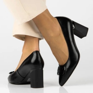 Pantofi dama negru eleganti piele naturala cu toc Filippo DP6176-24-BK-Negru