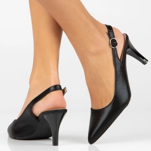 Pantofi dama negru eleganti textil cu toc Filippo DP4499-23-BK-Negru