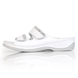 Papuci dama, alb, casual, ortopedici, medicinali, piele naturala, cu platforma, Batz Rea-G-Alb