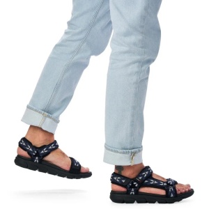 Sandale barbati albastru sport textil cu talpa joasa Rieker 20802-14-Albastru