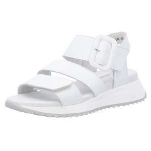 Sandale dama alb casual din piele naturala cu talpa groasa si inchidere velcro Rieker W2950-80-Alb