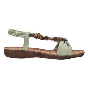 Sandale dama verde casual piele ecologica cu talpa joasa Rieker V7568-52-Verde