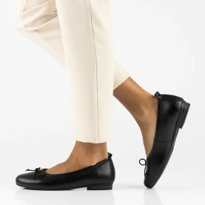 Balerini dama negru casual piele naturala cu toc Filippo DP6249-24-BK-Negru