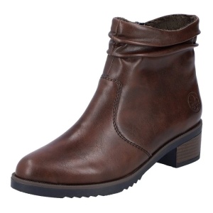 Botine dama maro casual piele ecologica cu toc Rieker Y0551-25-Maro