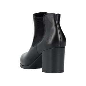 Botine dama negru casual piele naturala cu toc Rieker 50194-00-Negru