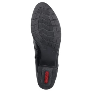 Botine dama negru casual piele naturala cu toc Rieker 78631-00-Negru