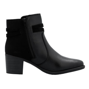 Botine dama negru casual piele naturala lant decorativ cu toc Rieker Y2066-00-Negru