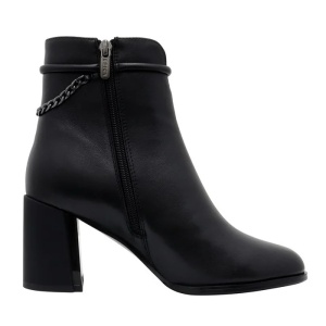 Botine dama negru elegante piele naturala cu lant decorativ cu toc Epica F6F630035A-01-N-Negru