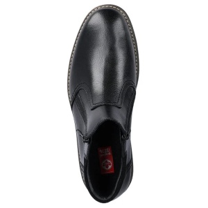 Cizme barbati negru casual piele naturala imblanite scurte cu toc Rieker 33151-00-Negru