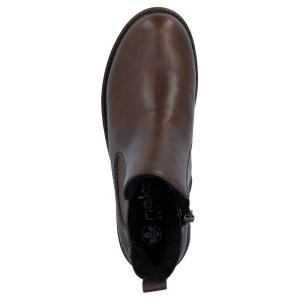 Cizme dama maro casual piele ecologica imblanite scurte cu toc Rieker 73250-25-Maro