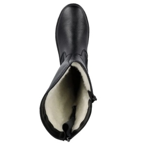 Cizme dama negru casual piele naturala imblanite lungi cu platforma Rieker Y4470-01-Negru