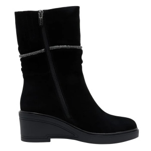 Cizme dama negru elegante piele intoarsa scurte cu platforma Epica JIJI50091-01-I-Negru