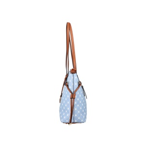 Geanta dama albastru casual piele ecologica de mana shopper cu accesorii metalice Rieker H1052-10-Albastru