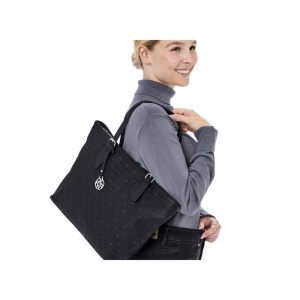 Geanta dama negru casual piele ecologica shopper de mana cu accesorii metalice Rieker H1491-00-Negru