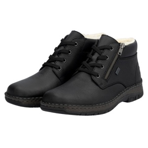 Ghete barbati negru casual piele naturala impermeabile imblanite cu talpa joasa Rieker 05108-00-Negru