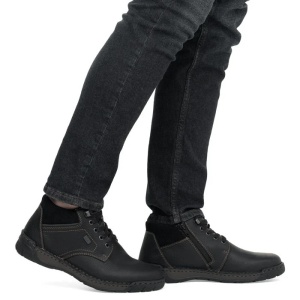 Ghete barbati negru casual piele naturala impermeabile imblanite cu talpa joasa Rieker B0309-00-Negru