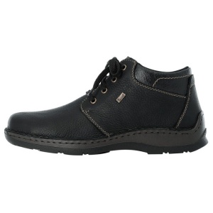 Ghete barbati, negru, casual, piele naturala, impermeabile, imblanite, cu talpa joasa, Rieker 05305-00-Negru