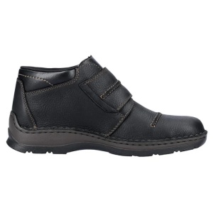 Ghete barbati negru casual piele naturala impermeabile imblanite cu talpa joasa Rieker 05367-00-Negru