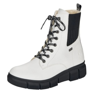 Ghete dama alb casual piele ecologica impermeabile imblanite cu talpa joasa Rieker X3414-80-Alb