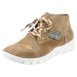 Ghete dama bej casual piele ecologica cu talpa joasa Rieker 55034-64-Bej