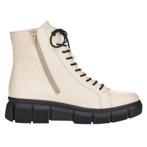 Ghete dama bej casual piele ecologica imblanite cu talpa joasa Rieker X3428-60-Bej