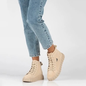 Ghete dama bej casual piele naturala cu talpa joasa Filippo DBT4146-23-BE-Bej