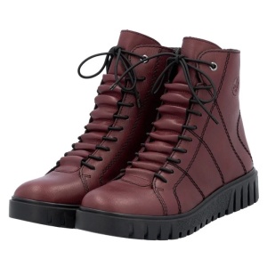Ghete dama bordo casual piele ecologica imblanite cu talpa joasa Rieker Y3420-36-Bordo