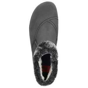 Ghete dama gri casual piele naturala impermeabile imblanite cu talpa joasa Rieker L1868-45-Gri